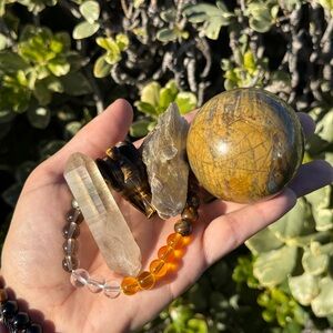 Natural Stone Crystal Bundle Set with Bracelet